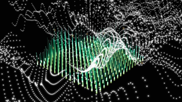 A diagram illustrating the concept of superposition in quantum computing, showing a qubit existing in multiple states simultaneously, represented visually as a wave function.