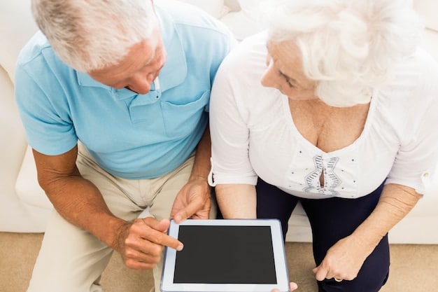 A senior patient using a smart device to monitor their health metrics, with a healthcare provider remotely accessing the data and offering personalized recommendations, highlighting the role of technology in chronic disease management.