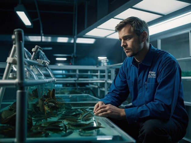 An engineer working with advanced nanomaterials in a manufacturing facility, focusing on the precision and controlled environment required.