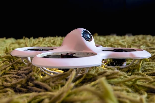 A close-up shot of a drone equipped with various sensors, including a high-resolution camera and LiDAR, with a focus on the intricate details of the sensor technology.