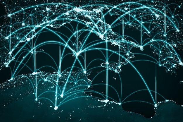 A stylized representation of AI neural networks analyzing network traffic data. The AI is identifying and flagging suspicious patterns in real time, visualized as red alerts popping up on the network map. The scene depicts AI as an active guardian of the network.