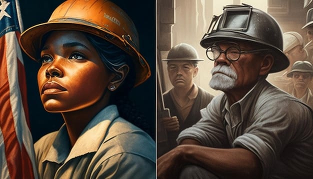 A split image. On one side, a classic Norman Rockwell painting of a traditional nuclear family. On the other side, a modern photograph of a diverse group of people representing various family structures: a same-sex couple with adopted children, a single mother with her child, and a multi-generational family living together.