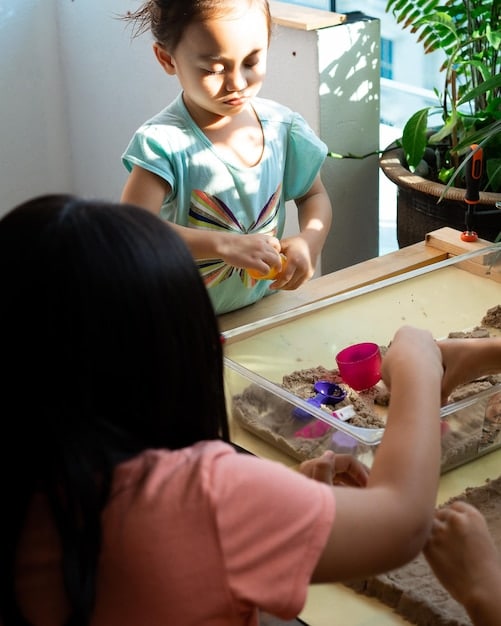 A group of children with various disabilities participating in a sensory-friendly art workshop at a museum. The atmosphere is calm and supportive.