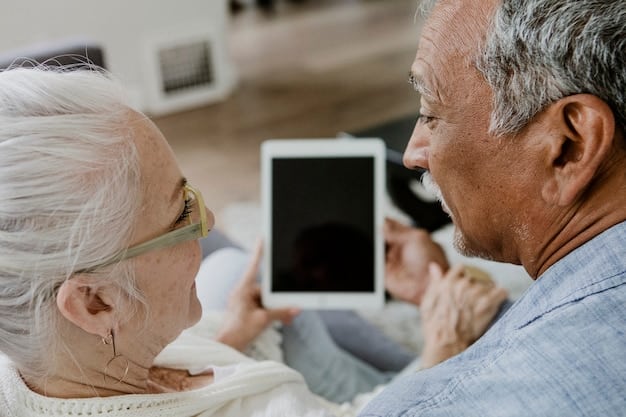 A senior man using a tablet device to video chat with his family, showing how technology helps bridge geographical distances and maintain social connections for the elderly.