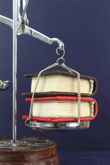 An image depicting a scale, symbolizing the balance of justice. On one side are books representing education, and on the other, a stethoscope representing healthcare. The background is blurred, emphasizing the equilibrium.