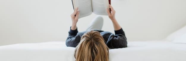 A person practicing relaxation techniques before bed, such as gentle stretching or reading a book by soft light.