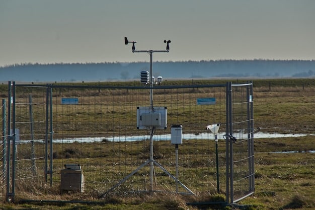 A detailed view of an air quality monitoring station in a suburban area. The station is equipped with various sensors and instruments for measuring pollutants. The surrounding landscape includes trees and houses, indicating efforts to monitor and mitigate local air pollution.