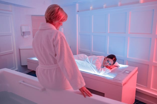 A futuristic hospital room with an AI-powered diagnostic tool analyzing a patient's data in real-time.