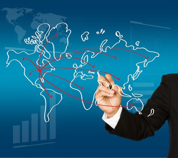 A world map highlighting the trade routes of a US export business, showcasing regions of high export volume versus those affected by policy changes. Use contrasting colors to differentiate areas with stable versus volatile trade conditions.