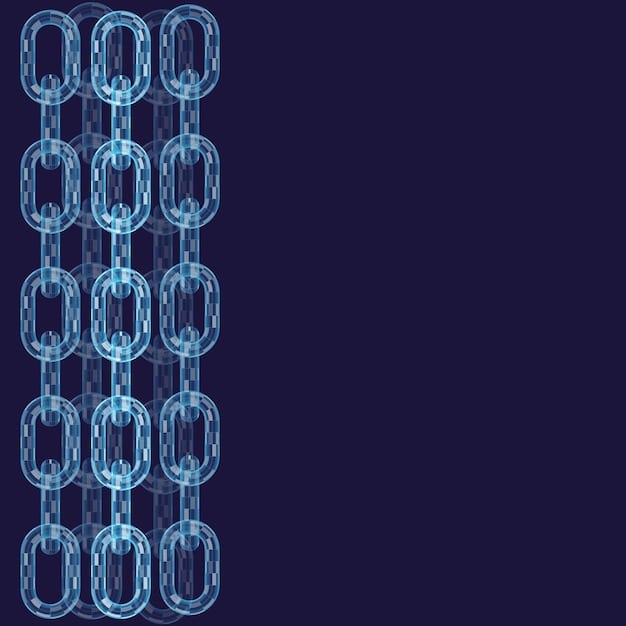 A stylized representation of a blockchain network, with interconnected blocks forming a chain, symbolizing secure and transparent financial transactions. The image includes subtle visual elements like glowing nodes and abstract data flows, representing the technological sophistication and immutability of blockchain.