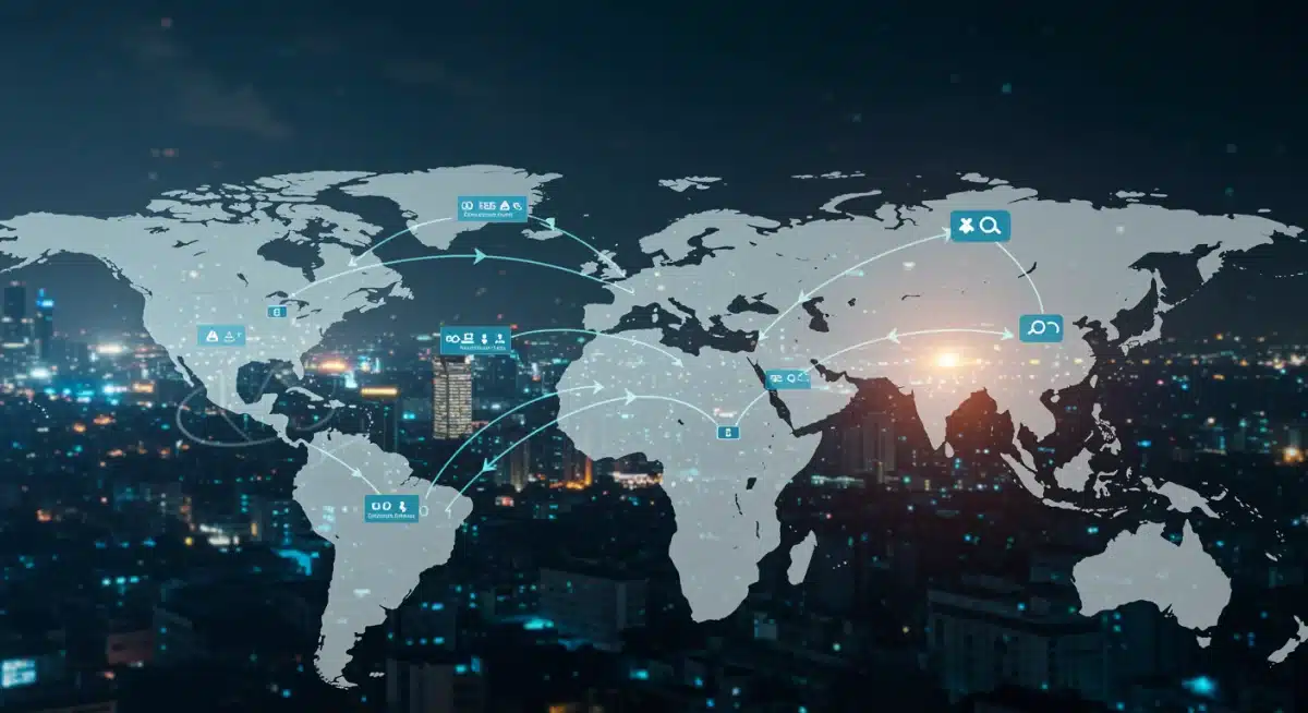 Complex global supply chain network with data overlays