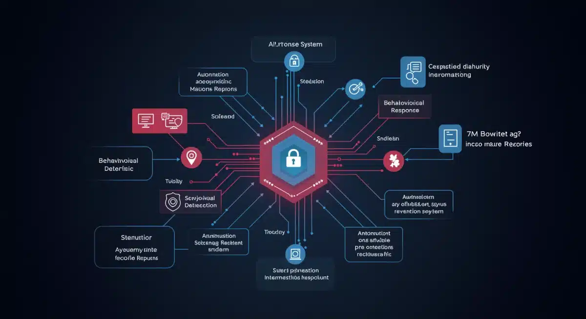 Complex network diagram showing AI-driven security protocols and data flow.