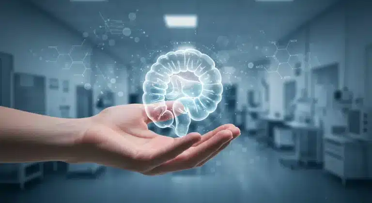 Futuristic organ in hand, symbolizing advanced transplant technology