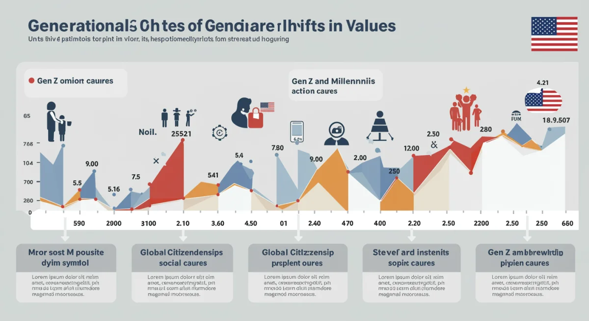 Infographic showing generational shifts in patriotic values and global citizenship.