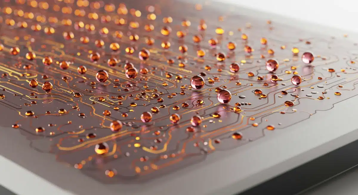 Microfluidic chip showing advanced miniaturized genomic sequencing technology.