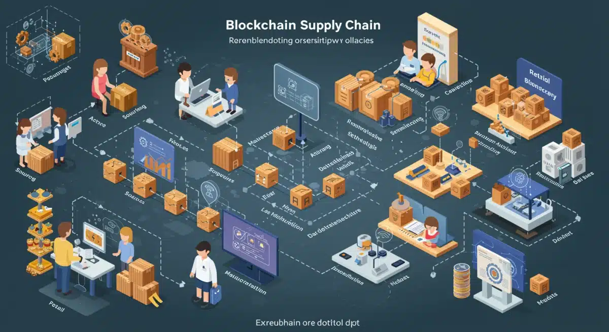 Infographic showing blockchain's role in end-to-end supply chain traceability