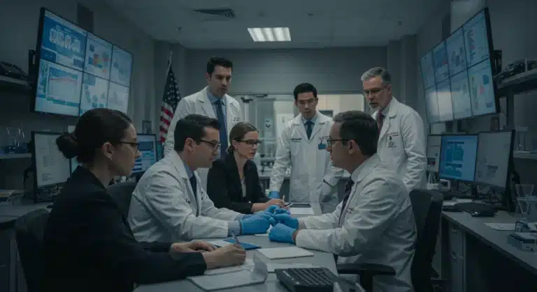 Public health experts analyzing data for CDC guidelines