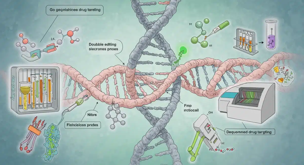 Illustration of DNA sequencing and personalized drug targeting