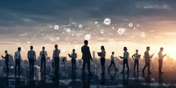 Dynamic image of diverse workforce shifting roles, representing the Great Reshuffle's impact on the US labor market and future of work.