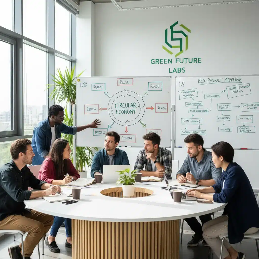 Team brainstorming eco-friendly product development and supply chain optimization.