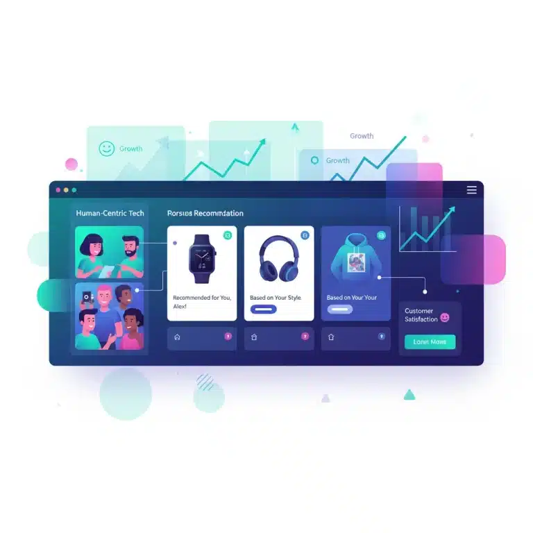 E-commerce personalization dashboard showing customer data and tailored product recommendations