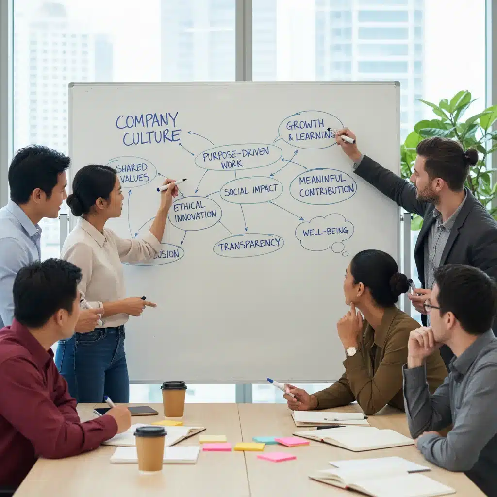 Employees collaborating on meaningful work and company culture initiatives.