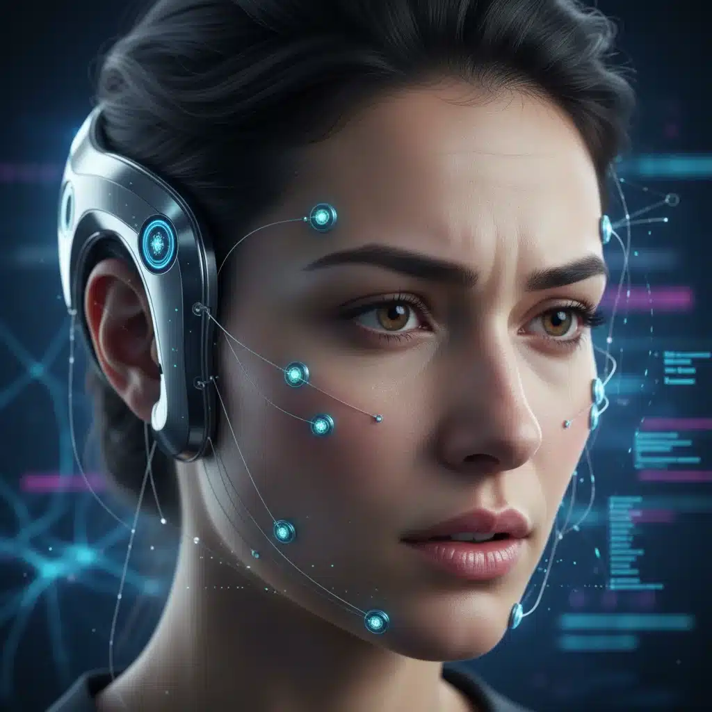 Person wearing neural interface device for brain-computer interaction.