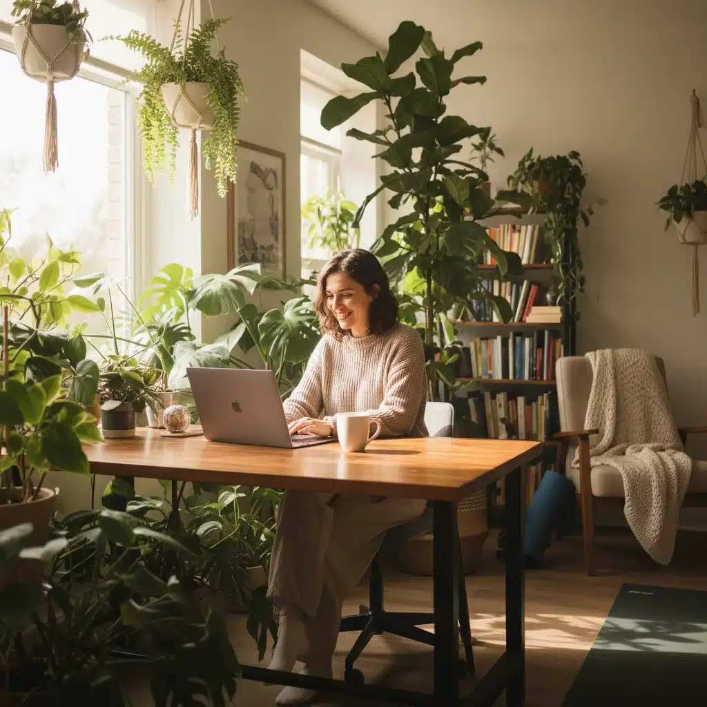 Remote worker enjoying work-life balance in a home office setting.