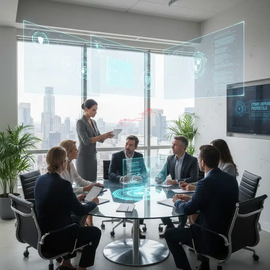 Business team planning cybersecurity strategies against quantum threats