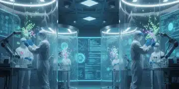 Scientists analyzing mRNA vaccine data in a futuristic lab for 2026 health preparedness.
