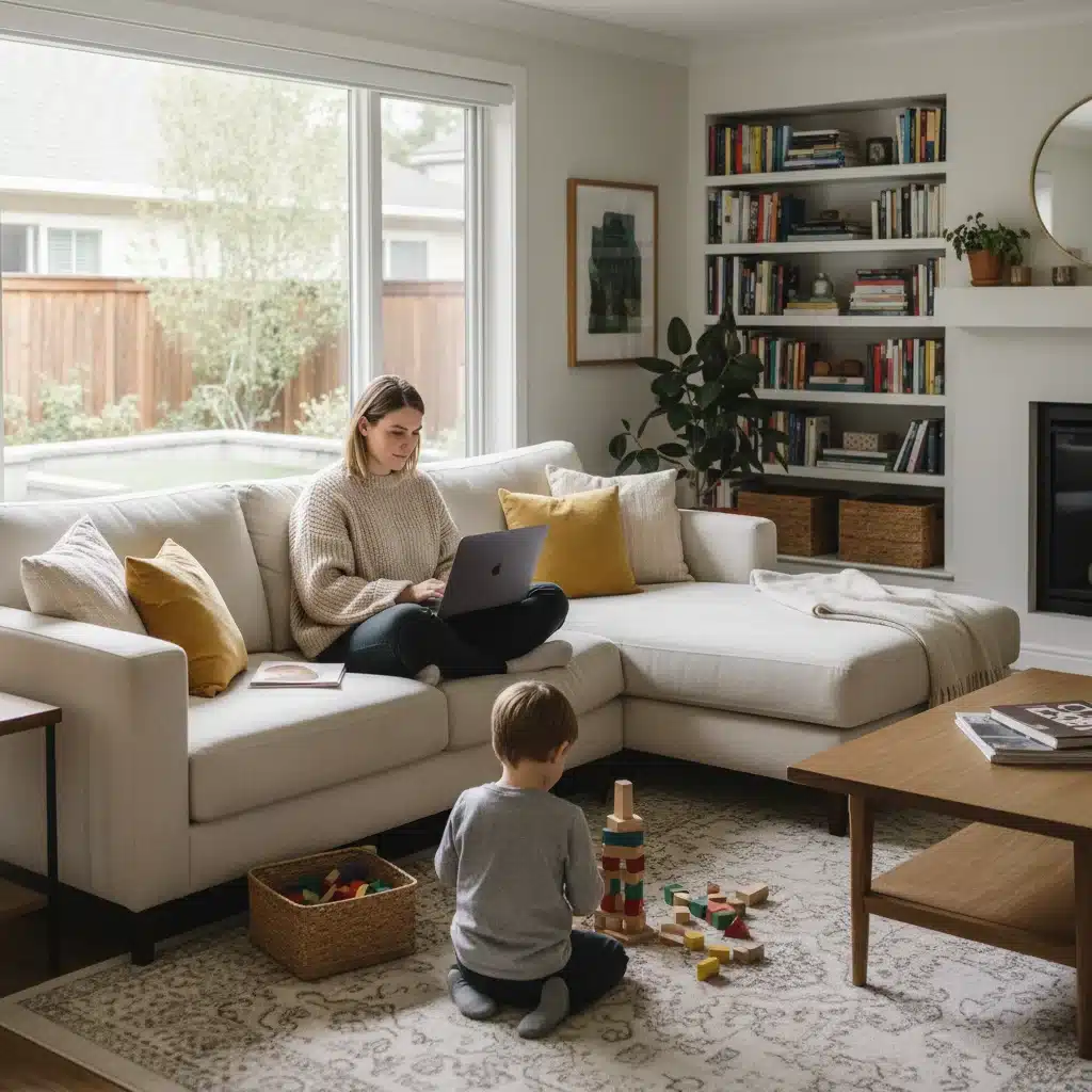Remote worker balancing family and professional duties at home