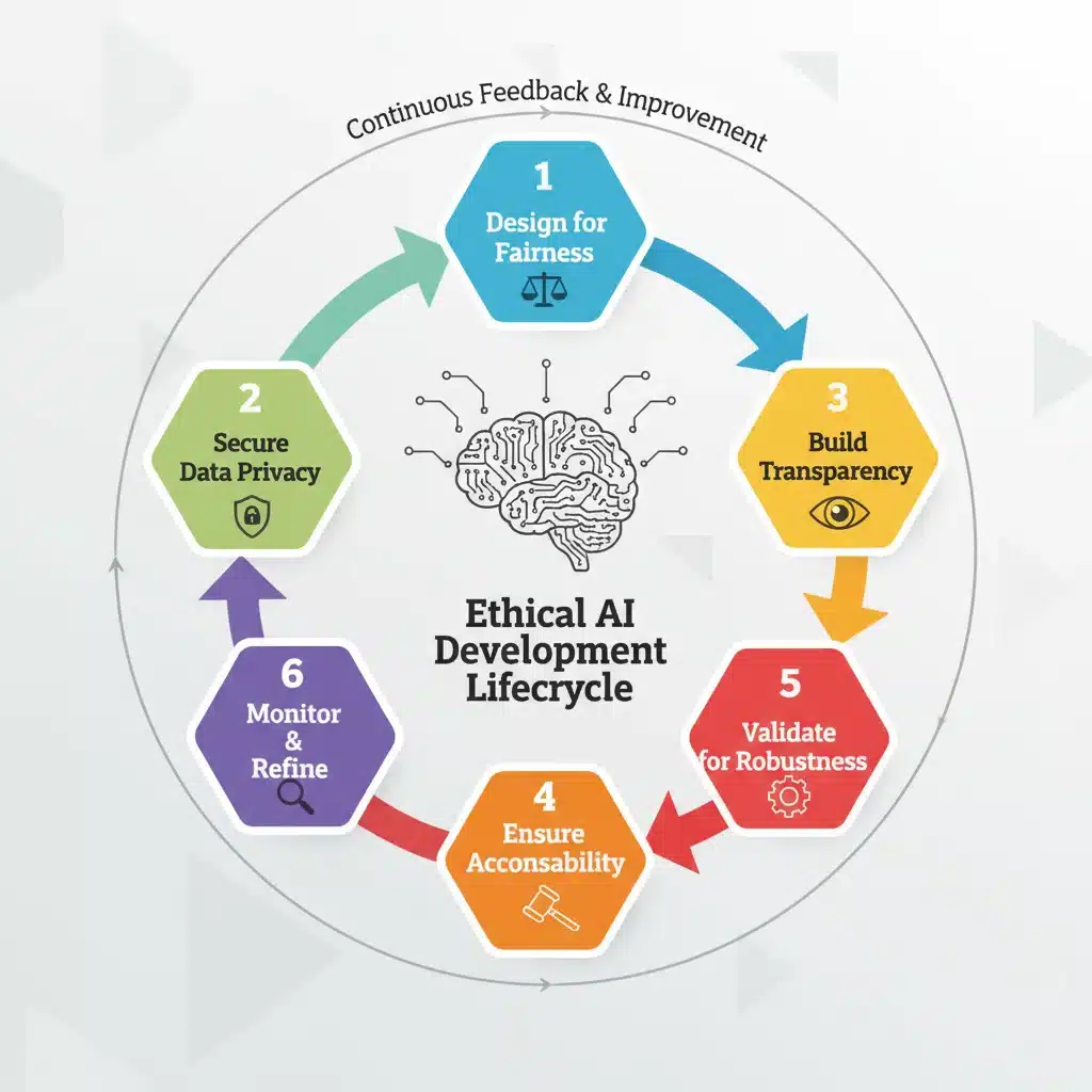 AI ethics integration process, responsible AI framework, ethical AI development lifecycle