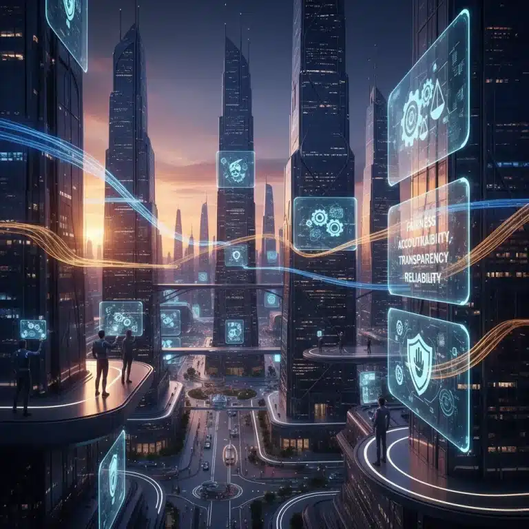 Ethical AI in business, responsible technology, human-centric AI, building trust with AI