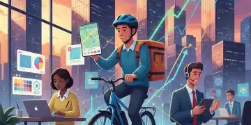 Gig economy evolution in 2026, showing diverse workers and business flexibility impact.