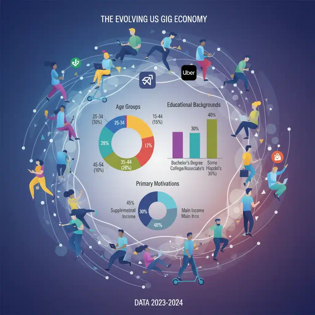 Demographics and motivations of the evolving US gig workforce.