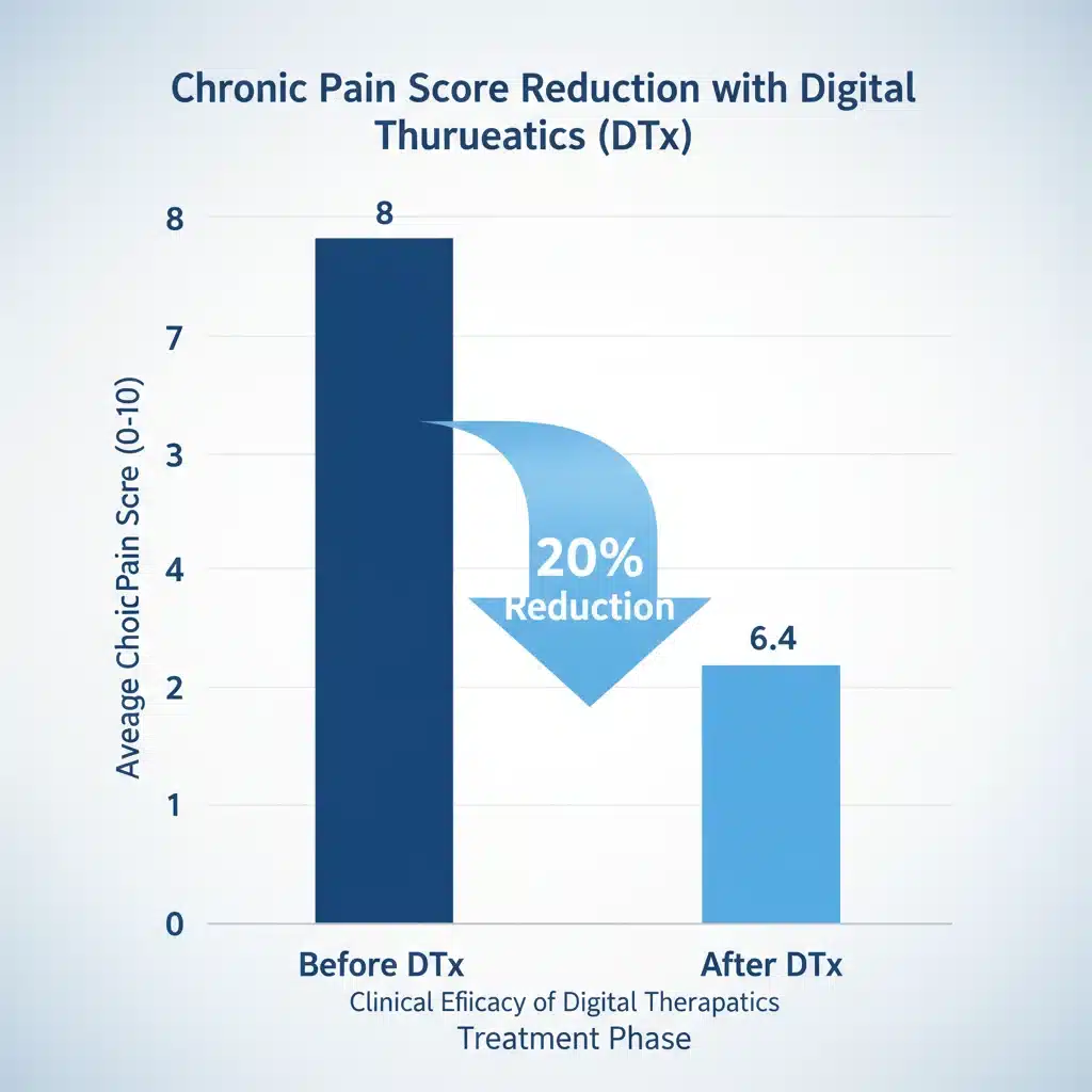 Graph showing 20% pain score reduction with digital therapeutics.