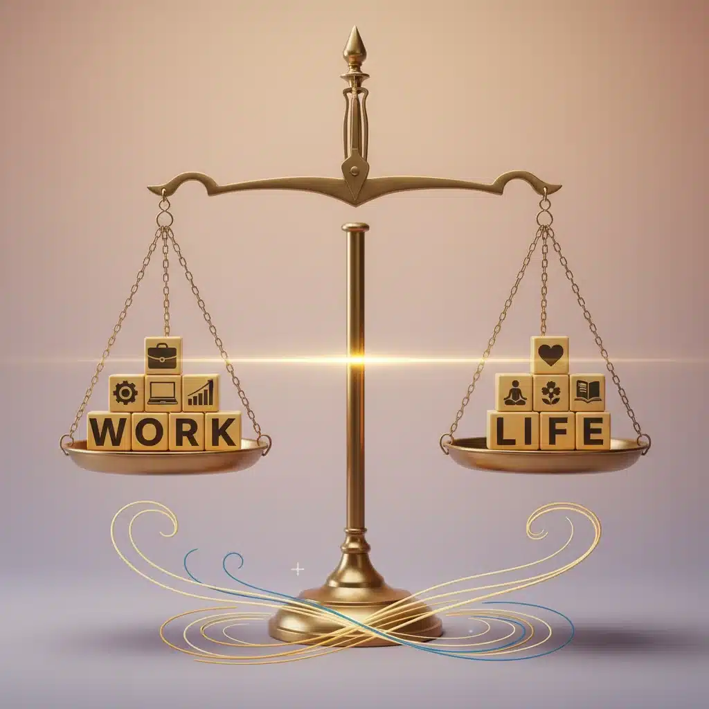 A perfectly balanced scale symbolizing work-life equilibrium.