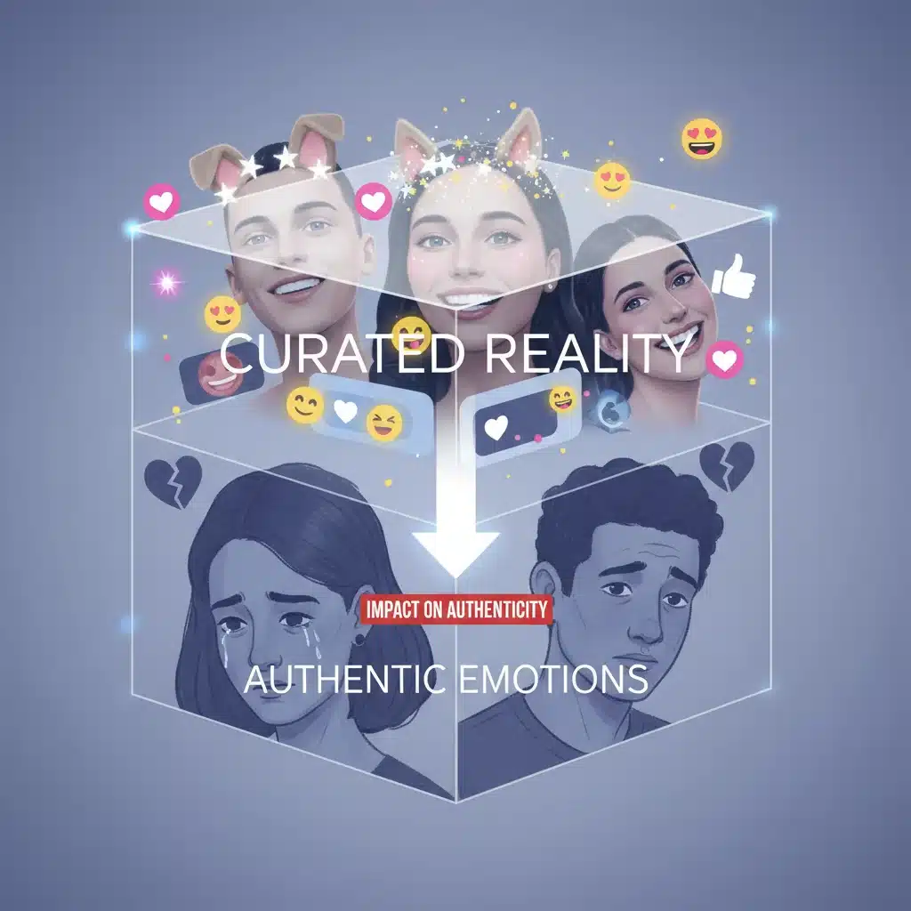 Infographic on curated realities and social media authenticity