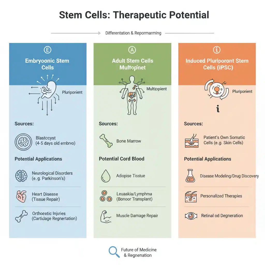 Infographic on types of stem cells and applications