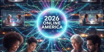 Diverse group connecting digitally in a hyper-connected American city