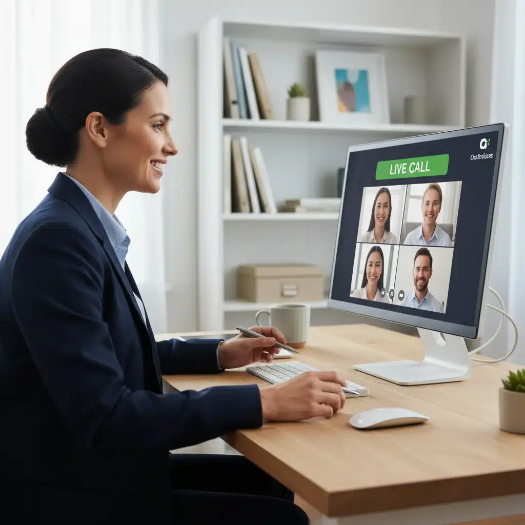 Employee on video conference call from home office