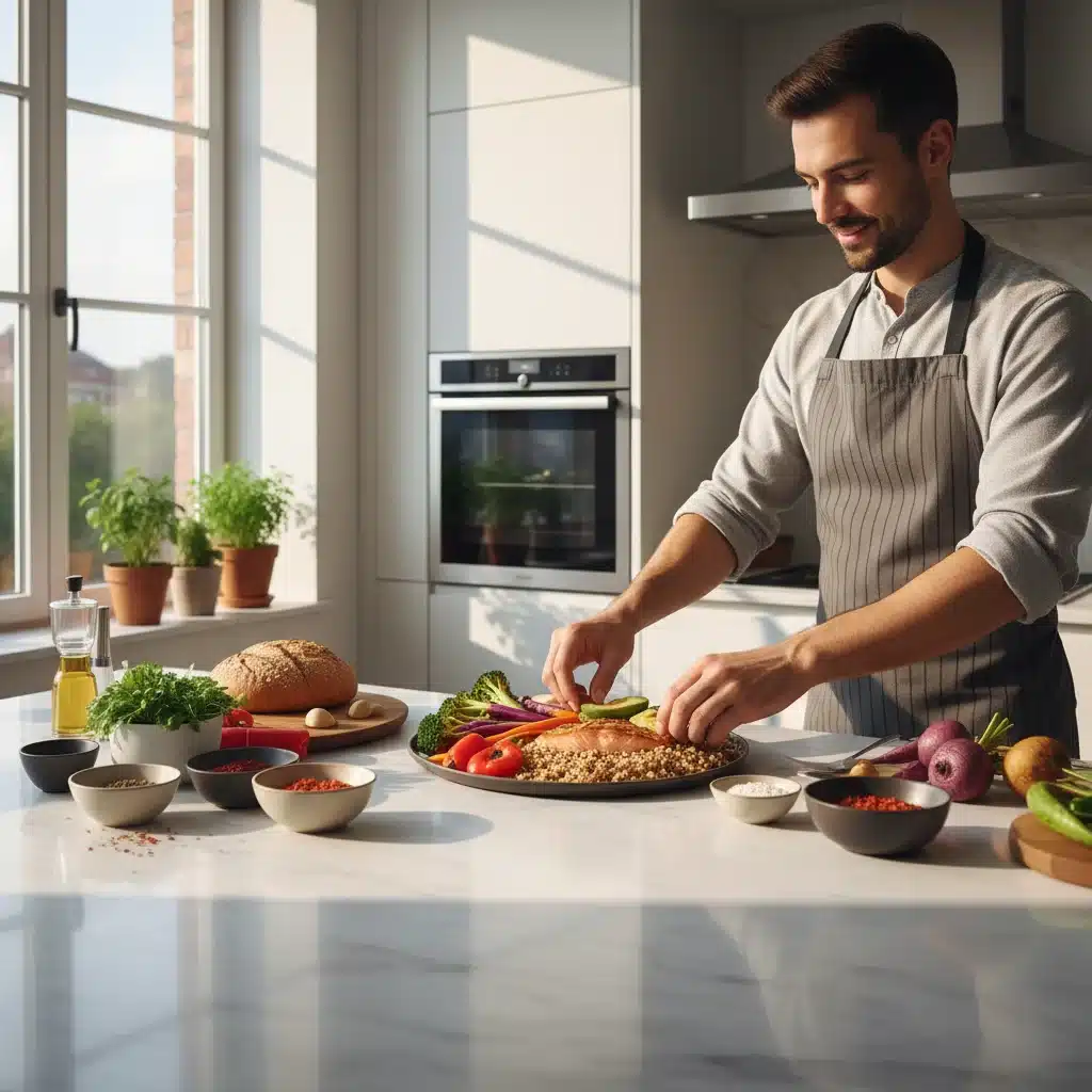 Preparing a healthy, balanced meal with fresh ingredients