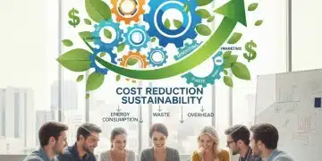 Infographic showing sustainable business models reducing operational costs