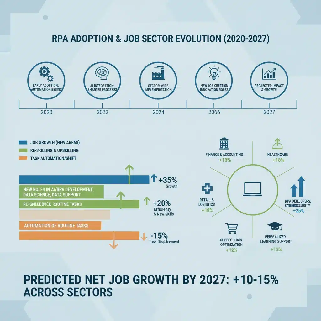 Infographic showing RPA impact on U.S. job market by 2027